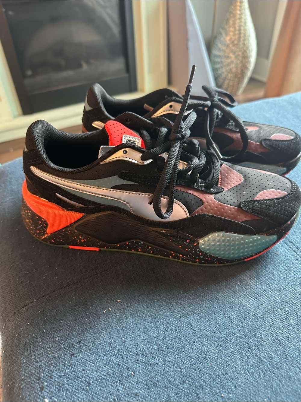 Puma Black, Pink & Orange Low-Top Sneakers